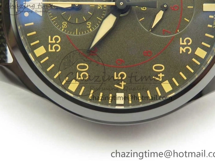 MIROTIME 0519 Classic PILOT IW389001 ZF 1:1 Best Edition Ceramic Case Green Dial on Green Nylon Strap A7750 (Function Same As Genuine) 7160